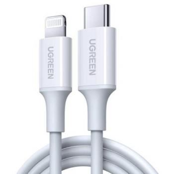 Cable UGREEN USB-C a Lightning MFi 0.5m, Carga Rápida PD 20W, 3A, Transferencia de Datos 480Mbps - Blanco