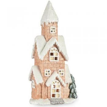 Figura Decorativa Casa Navidad Luz LED Música Rosa Blanco Verde Beige Magnesio 25 x 52 x 15 cm
