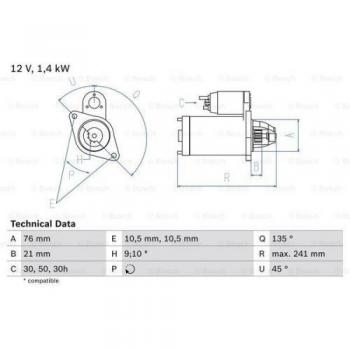 Motor de Arranque Bosch 986014840 - Tipo: Motor de Arranque, Marca: Bosch, Número de pieza: 0 986 014 840