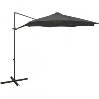 Sombrilla voladiza con poste y luces LED gris antracita 300 cm