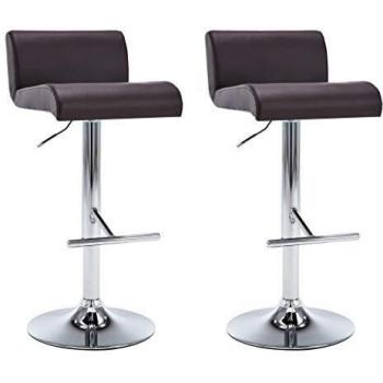 vidaXL 2X Sillas de Bar Cuero Sintético Marrón Accesorios Mobiliario Taburetes