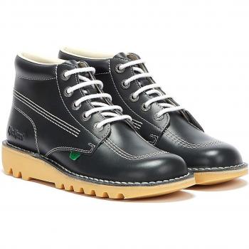 Kickers Adult Mens Kick Hi Leather Boots - Navy Blue, Rubber Sole, Size UK 6.5