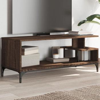 Mueble de TV madera de ingeniería y acero marrón 102x40x41 cm