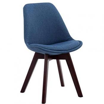 Silla de Comedor Borneo V2 en Tela Azul con Estructura de Nogal