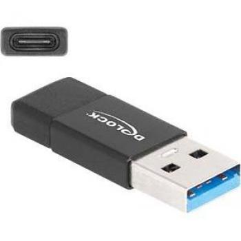 Adaptador USB 3.2 Gen 2 de Delock: Conector USB Tipo A Macho a Puerto USB Tipo C Hembra, Negro