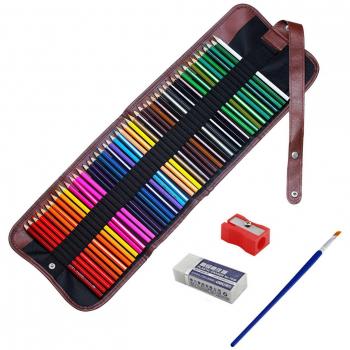 Niutop - Lápices de colores estilo acuarelas, 48 colores, con soporte para el lápiz, sacapuntas, goma de borrar y pincel de mezclado