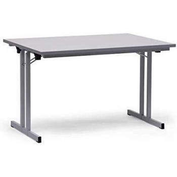 Mesa Plegable Extra Fuerte 120x80 cm, Altura 720 mm, Estructura y Tablero Gris Claro