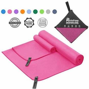 Relefree Toalla de Microfibra, Toalla Deportiva o para el Viaje, seco rápido, súper Absorbente, antibacteriana, baño, Yoga, Sauna, Camping, natación, Gimnasio, Playa
