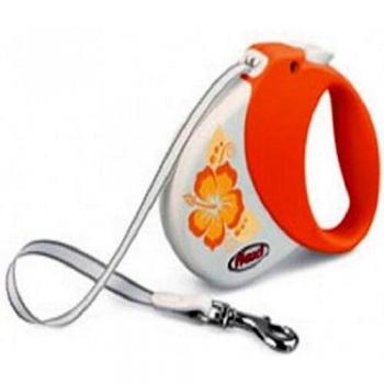 Nobby Flexi Hawaii - Correa para Perro con Borde de Piel, 5 m, Color Naranja