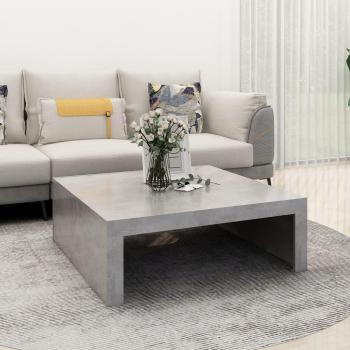 Mesa de centro vidaXL de aglomerado gris hormigón 100x100x35 cm y mesa de centro vidaXL de madera contrachapada en colores Blanco, Negro, Roble Sonoma, 100x100x35 cm,