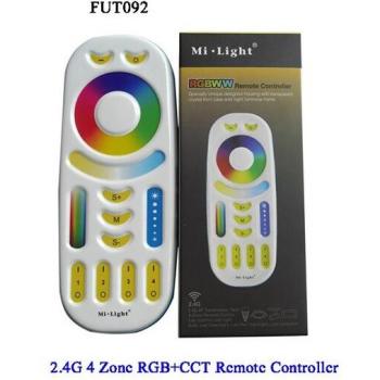 Controlador de Luz LED RGB+CCT/RGBWW Miboxer 2.4G con Panel Inteligente Remoto de 4 Zonas y Conectividad WiFi iBox