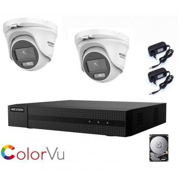Kit de Videovigilancia Hikvision 2 Cámaras Domo 2 MPX 500 GB