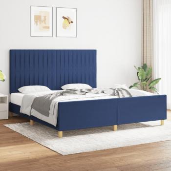 Cama solar sin colchón azul 180x200 cm en tela con estructura de cama y cabecero de tela azul 180x200 cm Vidaxl Azul