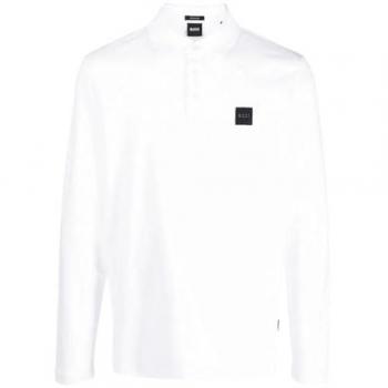 Hugo Boss Black Men's Pado 08 White Long Sleeve Polo Shirt - Size 2XL