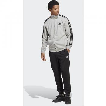 adidas Men's Basic 3-Stripes French Terry Tracksuit, Grey, Size: L