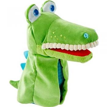 Marioneta de Mano HABA Croco con Bolsa para Comer - Marioneta Interactiva para Jugar y Guardar Objetos Pequeños
