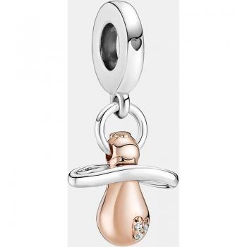 Pandora Baby Pacifier Charm in Rose Gold Plated Silver with Cubic Zirconia