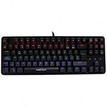 Teclado Mecánico Gaming Compacto KeepOut F105 con Retroiluminación RGB, 88 Teclas Programables y Multimedia, Memoria Interna, Cable USB 1.8M - Negro