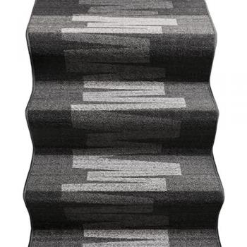 Alfombra Pasillo Bordada Zig Zag Gris 67x500 cm - 100% Made in Italy