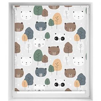 Estor Enrollable Estampado EasyFix Bear - 130 x 150 cm - Sin Herramientas y Sin Taladro