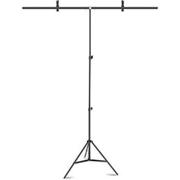 Neewer Soporte Respaldo 1,5 x 2m de Fondo en Forma T: Soporte de Trípode Ajustable en Altura de 72-200cm y Barra Transversal 150cm de Ancho con 2 Paquetes de Abrazaderas Fondo