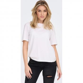 Camiseta de Manga Corta Only para Mujer en Color Blanco con Cuello Redondo