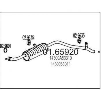 Silenciador trasero MTS para SUZUKI 01.65920 - Compatible con 1430083011, 1430083310, 14300A83310