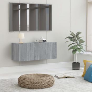 Mueble para TV de madera contrachapada 80x30x30 cm, Mueble de salón en color gris Sonoma