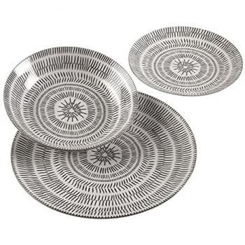 Juego de Vajilla de Porcelana Moderna 18 Piezas Spin Gris