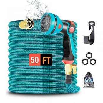 TLICLXY Manguera de Jardín Extensible 50ft, 3 Capas de Núcleo de Látex con espray de 10 Funciones Conector de Cobre Puro de 3/4, Riego de Jardines el Lavado de Automóviles