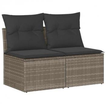 Set de sofás para jardín con cojines, 4 piezas, ratán sintético, color acacia gris