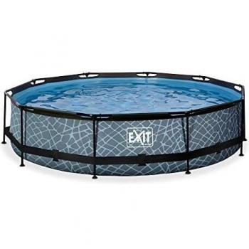 Piscina Elevada Redonda EXIT de 360 cm con Bomba de Filtro - Gris Piedra