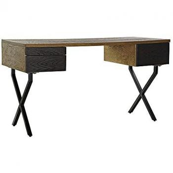 Escritorio DKD Home Decor Metal Roble Marrón Oscuro (140 x 60 x 77 cm)