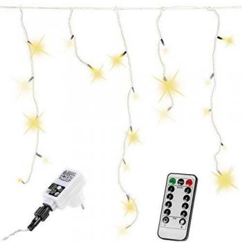 Cadena de Luces LED VOLTRONIC® para Exteriores, 15 m, 600 LED, IP44, Control Remoto, 8 Modos de Iluminación, Blanco Cálido