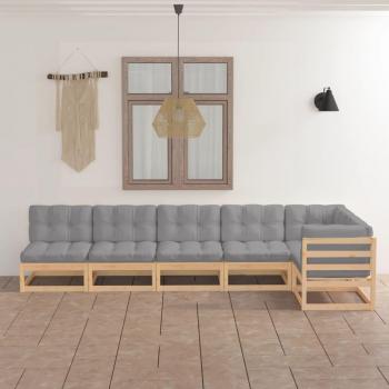 vidaXL 6-Piece Solid Pine Garden Lounge Set with Cushions