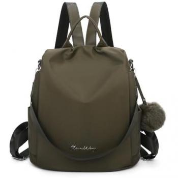 Mochila antirrobo Impermeable OLIVIA WONG para mujer (14.80L) | Mochila Convertible en bolso con pompón y Asa desmontable de adorno - Multicolor/Negro/Marron/Ver