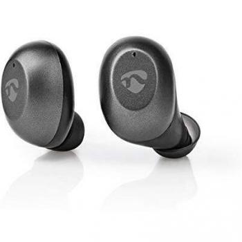 Nedis - Auriculares inalámbricos - Bluetooth 5.0-3 Horas de reproducción - Control por Voz y Control táctil - Incluye Funda de Carga - Gris