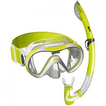 Mares 411789 411789-Kit Mascara y Tubo Snorkel Buceo Vento Neon Color Am/Bl/TR, Adultos Unisex, Infantil