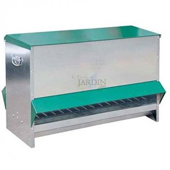 Comedero para aves grandes de chapa galvanizada y acero inoxidable con tapa, dimensiones 101 x 46 x 52 cm