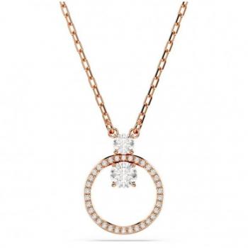 Swarovski Constella Rose-Gold Round Crystal Circular Pendant Necklace