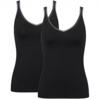 Sloggi Go Women's Organic Cotton Spaghetti Strap Tops - Black (2-Pack)