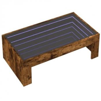 Mesa de comedor LED Infinity Roble Ahumado 90x50x30 cm