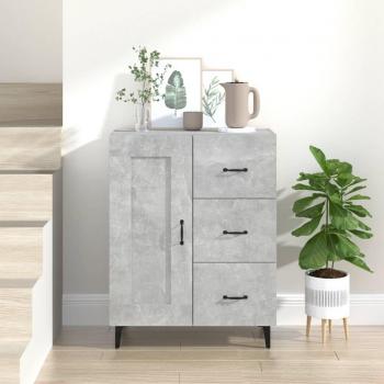 Aparador de madera contrachapada moderno 69,5x34x90 cm en color gris hormigón, mueble de almacenaje para salón, buffet y armario auxiliar