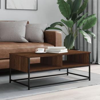 Mesa de centro de madera multicapa de roble marrón 100x51x40 cm