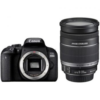 Cámara Réflex Canon EOS 800D Kit con Objetivo EF-S 18-200mm f/3.5-5.6 IS, Sensor CMOS de 24 Mpx, Video Full HD, Wi-Fi, NFC y Bluetooth