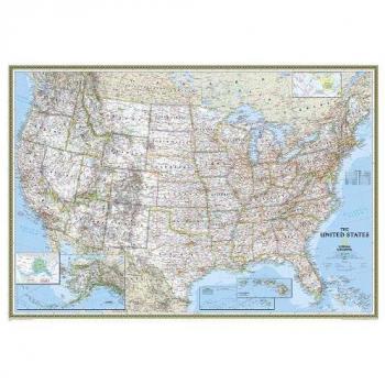 National Geographic Classic Wall Map of the United States - 43.5 x 30.5 Inches
