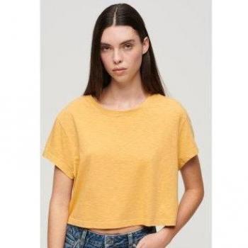 Camiseta corta holgada amarilla Superdry
