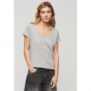 Camiseta Superdry para mujer con cuello scoop amplio en color gris