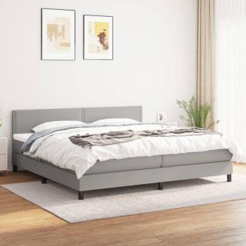 Cama box spring de muelles con colchón gris claro 200x200 cm tela