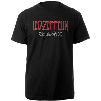 Led Zeppelin Logo & Symbols Black T-Shirt for Men - Sizes S to XXL